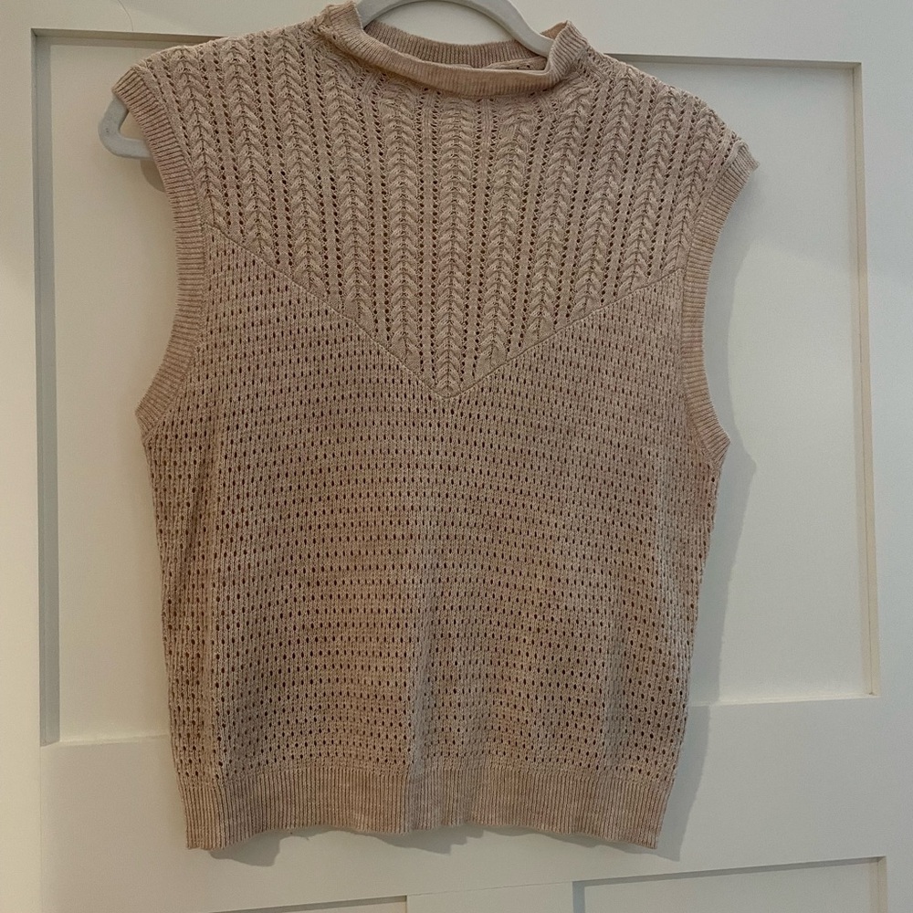 Free People Cowl Neck Sleeveless Sweater - Cream